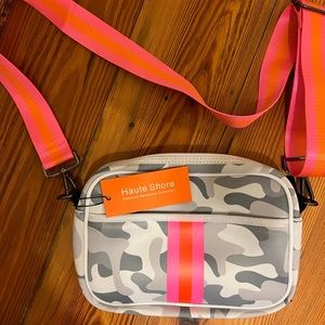 haute shore “drew” neoprene crossbody